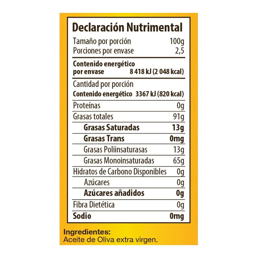 Aceite de oliva extra virgen, San miguel 250ml.