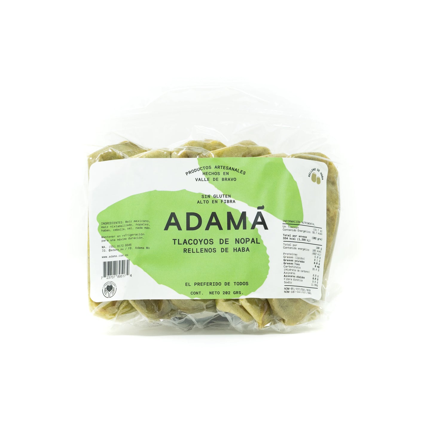 Tlacoyo de nopal con haba 202gr (6 pzas)