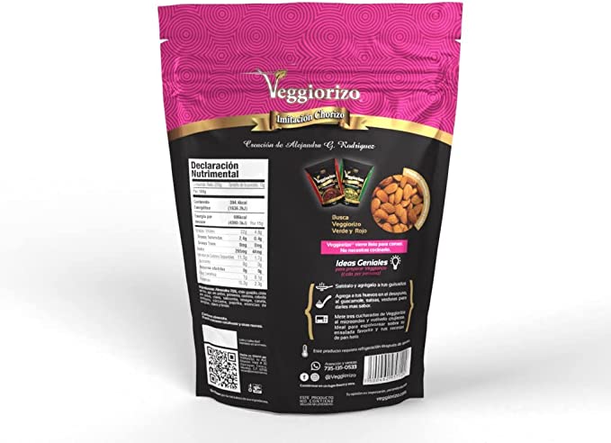 Chorizo Vegano Keto, listo para comer. Veggiorizo 250g