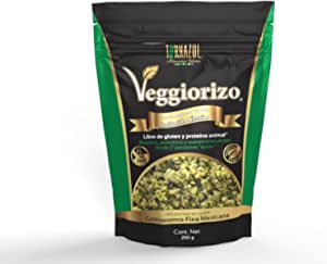 Chorizo Verde Vegano, listo para comer. Veggiorizo 250g