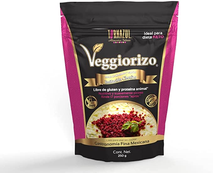 Chorizo Vegano Keto, listo para comer. Veggiorizo 250g