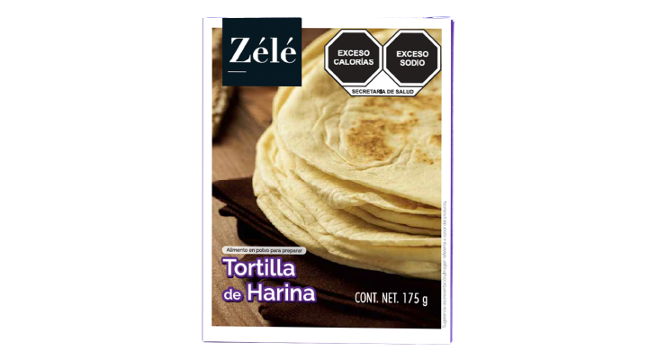 Alimento en polvo para preparar tortillas de harina keto, zelé.