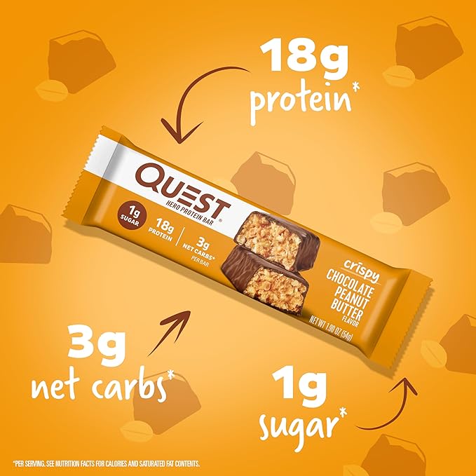 Barra de proteína con mantequilla de maní y chocolate, Quest.