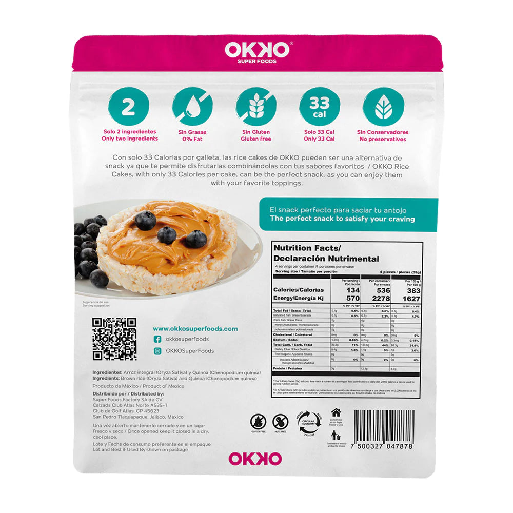 Galleta De Arroz integral Con Quinoa, Bajo Valor Calórico.