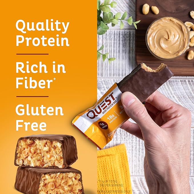Barra de proteína con mantequilla de maní y chocolate, Quest.