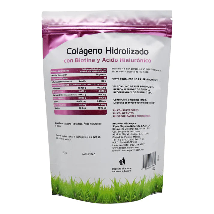Colágeno Hidrolizado Puro con Biotina y Acido Hialurónico, Vidanat.