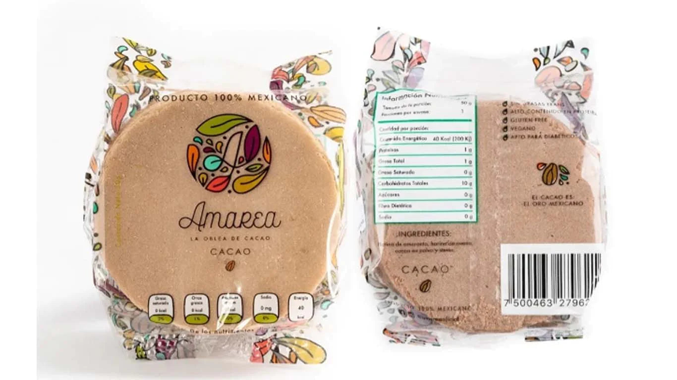 Obleas De Amaranto sin azúcar sabor Cacao, Amarea.