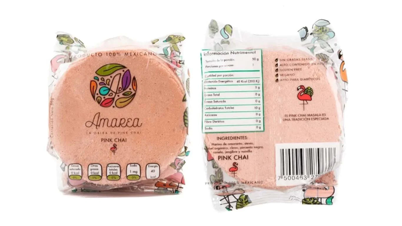 Obleas De Amaranto sin azúcar sabor Pink Chai, Amarea