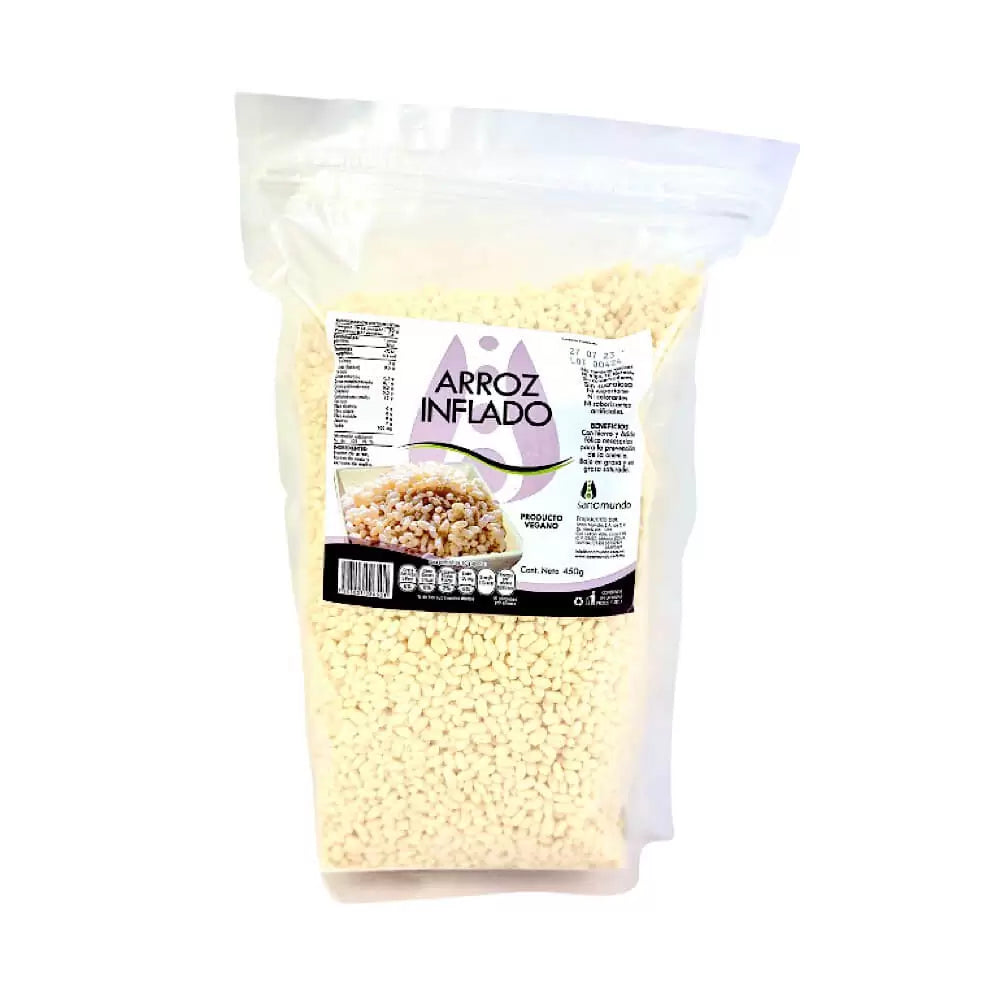 Cereal de Arroz Inflado sin azúcar, Sano Mundo 450G.