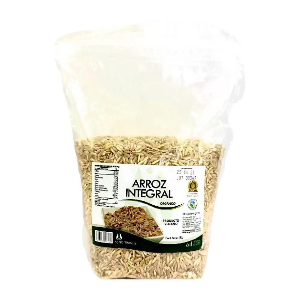 Arroz Integral Orgánico sin pesticidas, Sano Mundo 1Kg