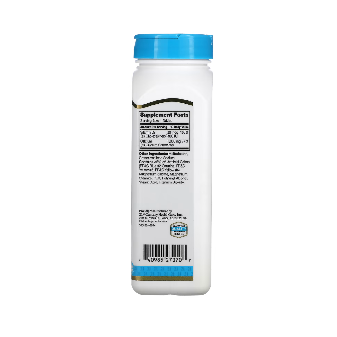Calcio más vitamina D3, 1000 mg, 90 comprimido