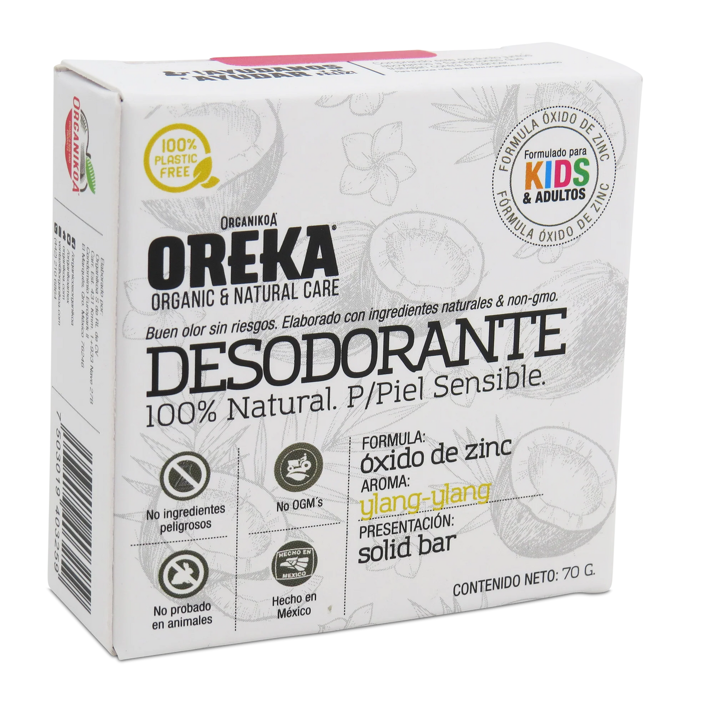 Desodorante sin químicos, 100% Natural con óxido de zinc- Ylang