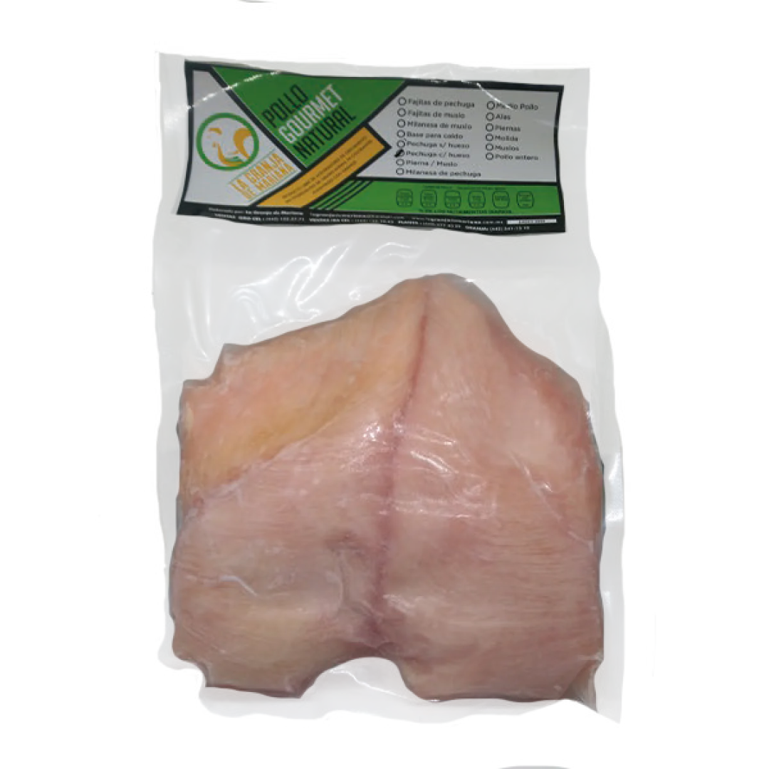 Pechuga con hueso libre de acelerantes de crecimiento, Paquete de 500g aporx