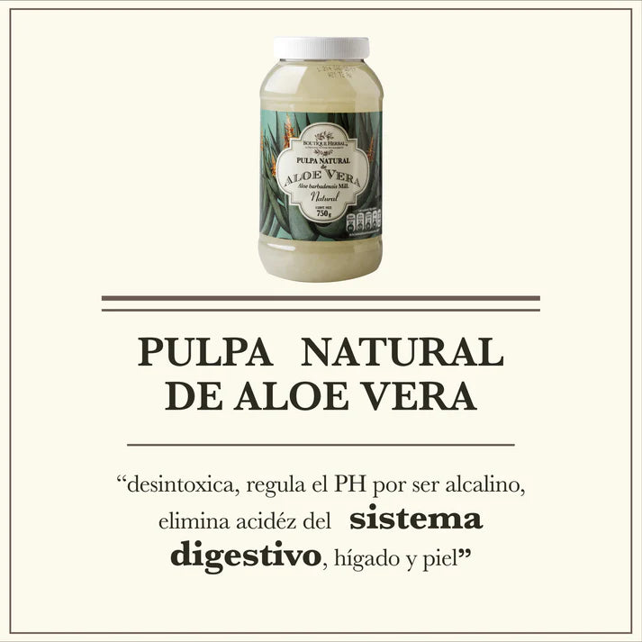 Pulpa de aloe vera comestible sin azúcar, 750g.