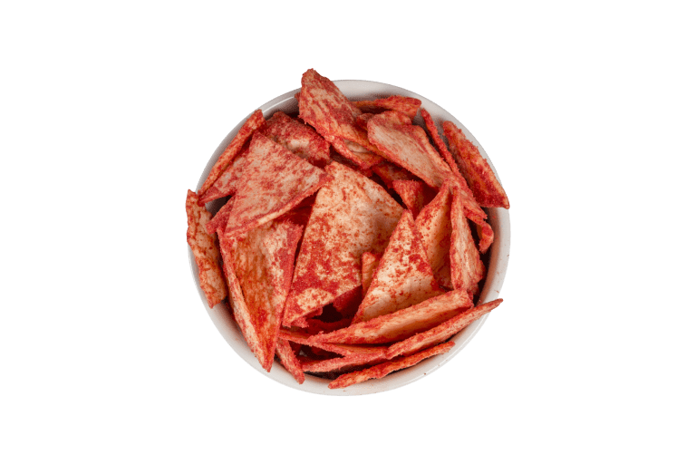 Totopos de tapioca sabor chile limón 100g.
