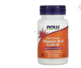 Vitamina D3, 5000 Ui 120 cápsulas.