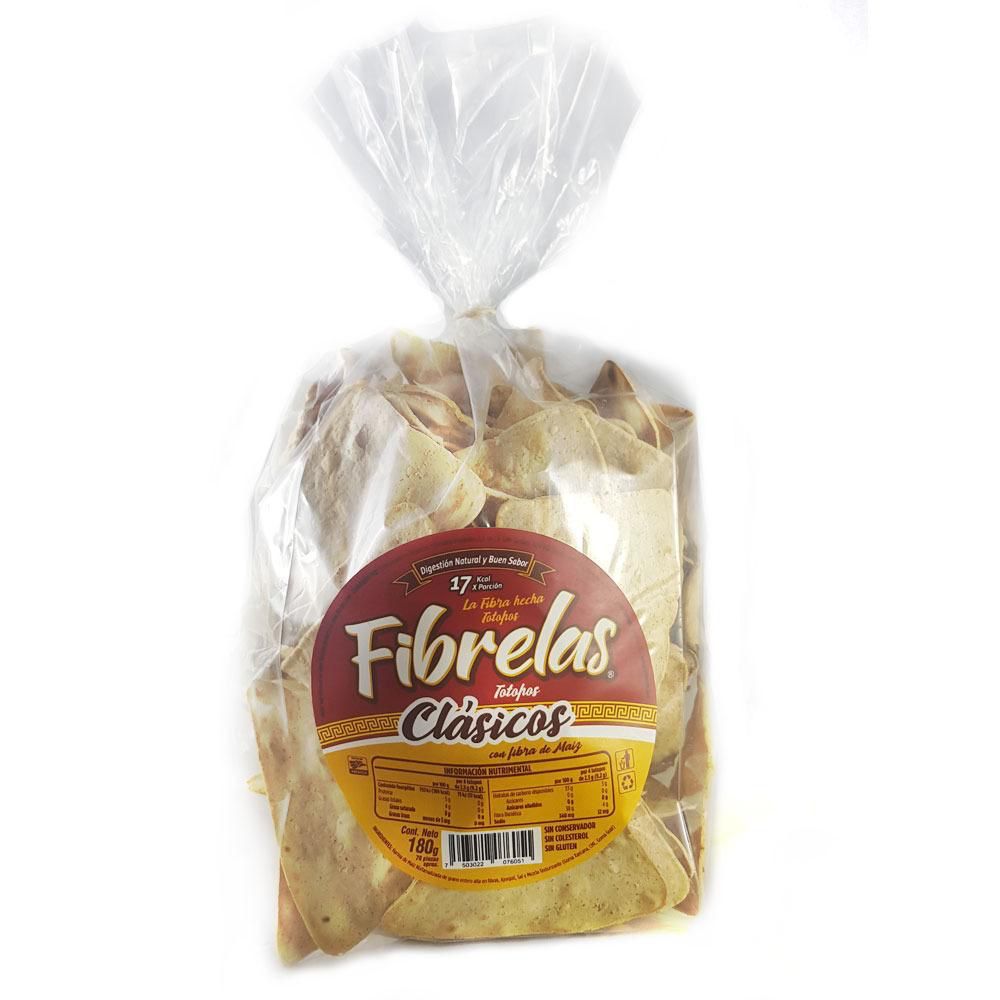 Totopos altos en fibra, fibrelas 180g.