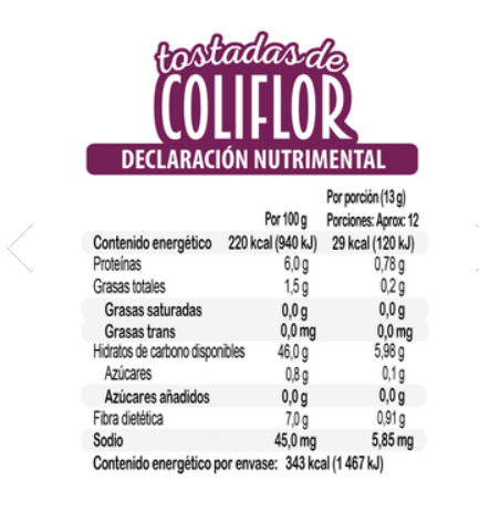 Tostadas De Coliflor horneadas, Cinca 156G