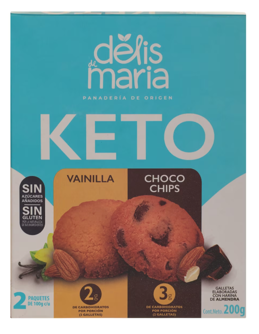 Galletas sin azúcar sabor Vainilla y Chocochips, Delis de María 200g
