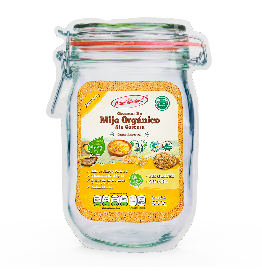 Mijo orgánico sin cáscara, 500g.