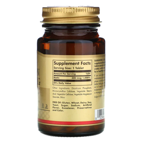 Biotina 300 mcg, 100 capsulas.