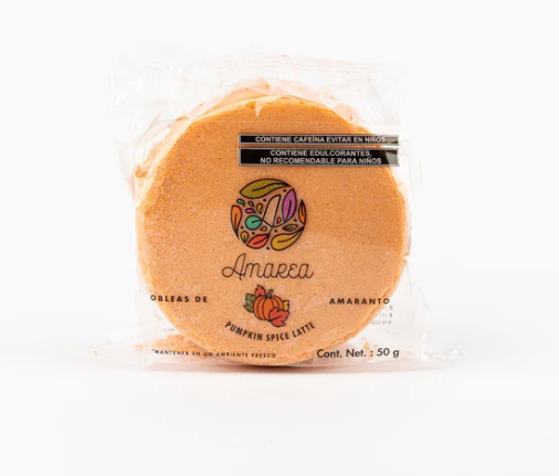 Obleas sabor Pumpkin sin azúcar y gluten, 50g.