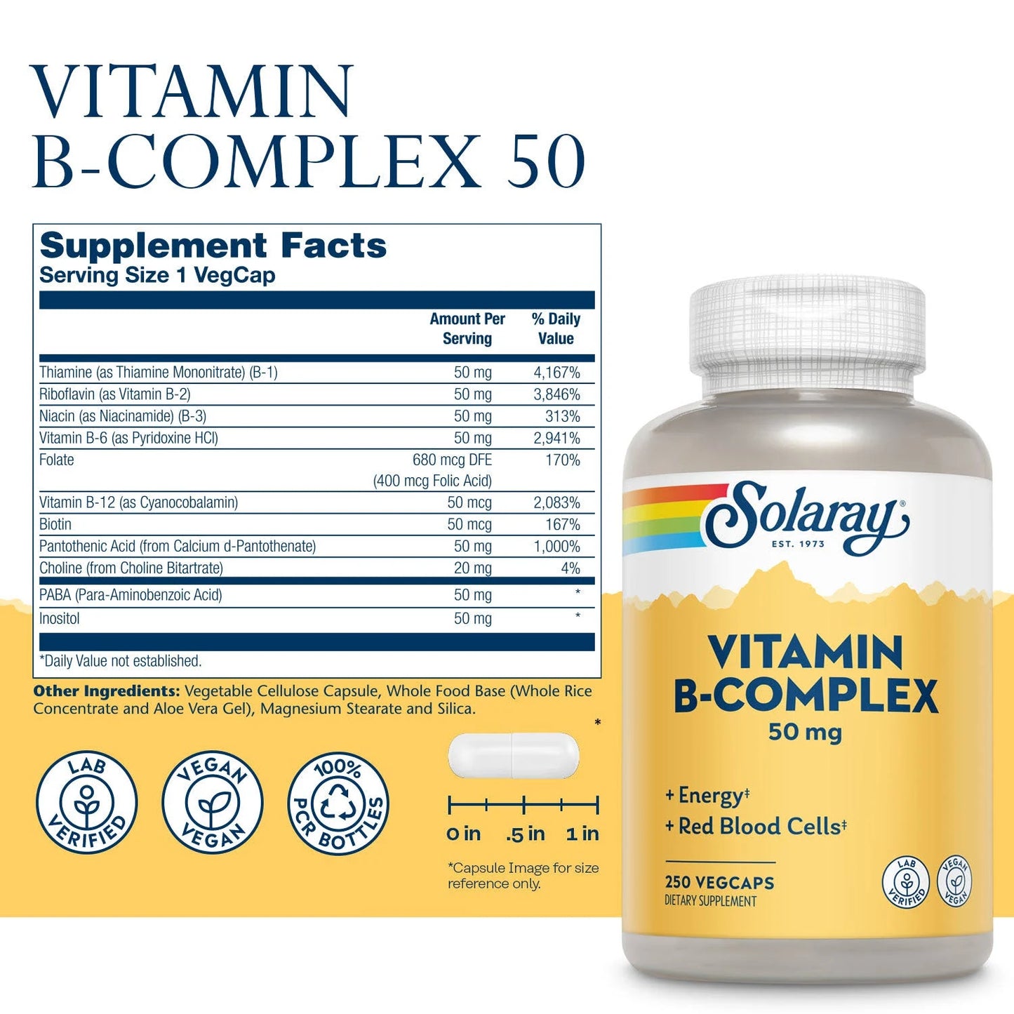 Complejo de vitamina B, energía saludable 250 cápsulas