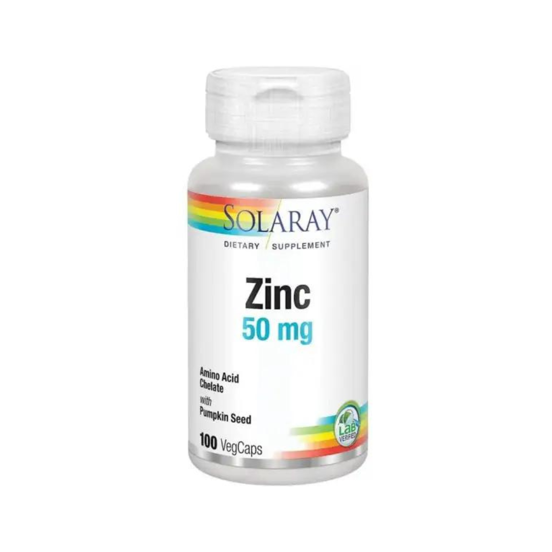 Zinc 50mg, 100 capsulas Solaray.