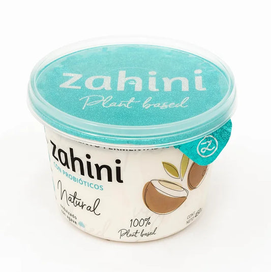 Yogurt a base de coco con probióticos, sin lácteos, vegano, sabor natural. Zahini