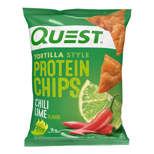 Chips Horneadas con Proteina sabor Chile Y Limon, 32G Quest.