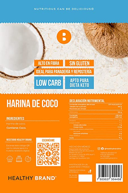 Harina de coco sin gluten, healthy brand 300g.