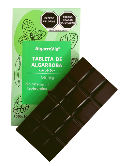 Tableta de Algarroba con Menta, Sin Exceso de Azúcares. 50g.