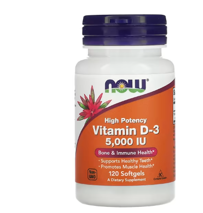 Vitamina D3, 5000 Ui 120 cápsulas.