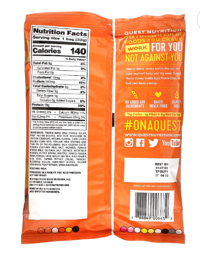 Chips con proteína sabor Nacho, Quest 32g