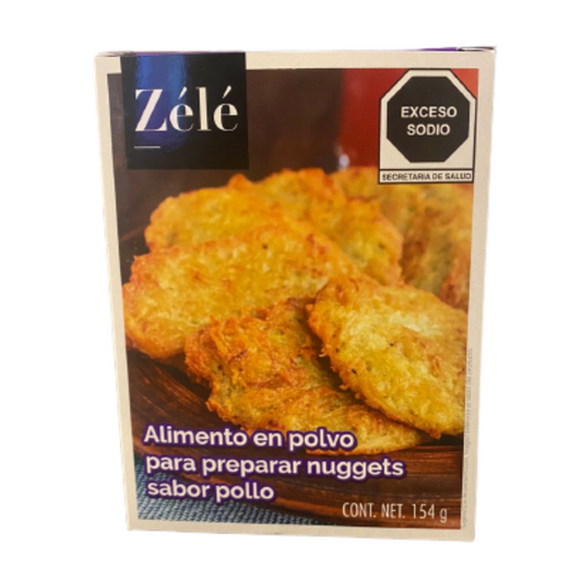 Alimento en polvo para preparar nuggets sabor pollo, zelé.